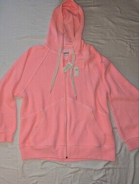 NWT Aerie Bright Coral Zip Up Oversized Hoodie